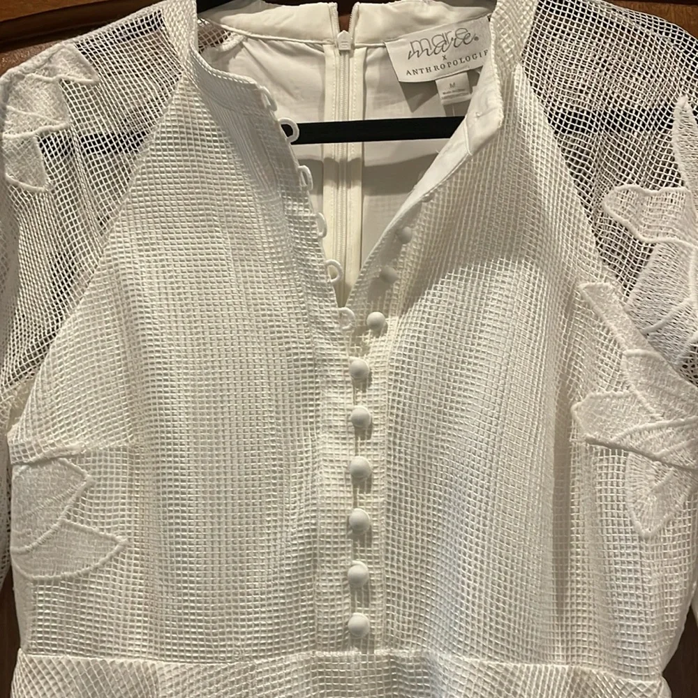 NWOT Anthropologie Mare Mare Sabine Embroidered Mini Dress White Size Medium - Picture 7 of 14